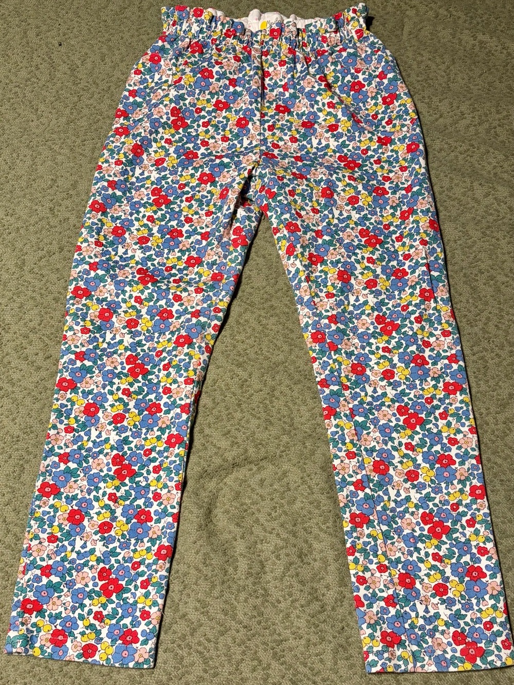 Mini Boden Girls Floral Pants - Red, Blue, Yellow